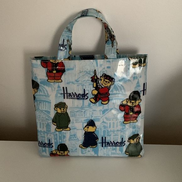 Vintage Harrods of Knightsbridge Mini Tote Bag Teddy Bear At Your Service - Picture 6 of 11